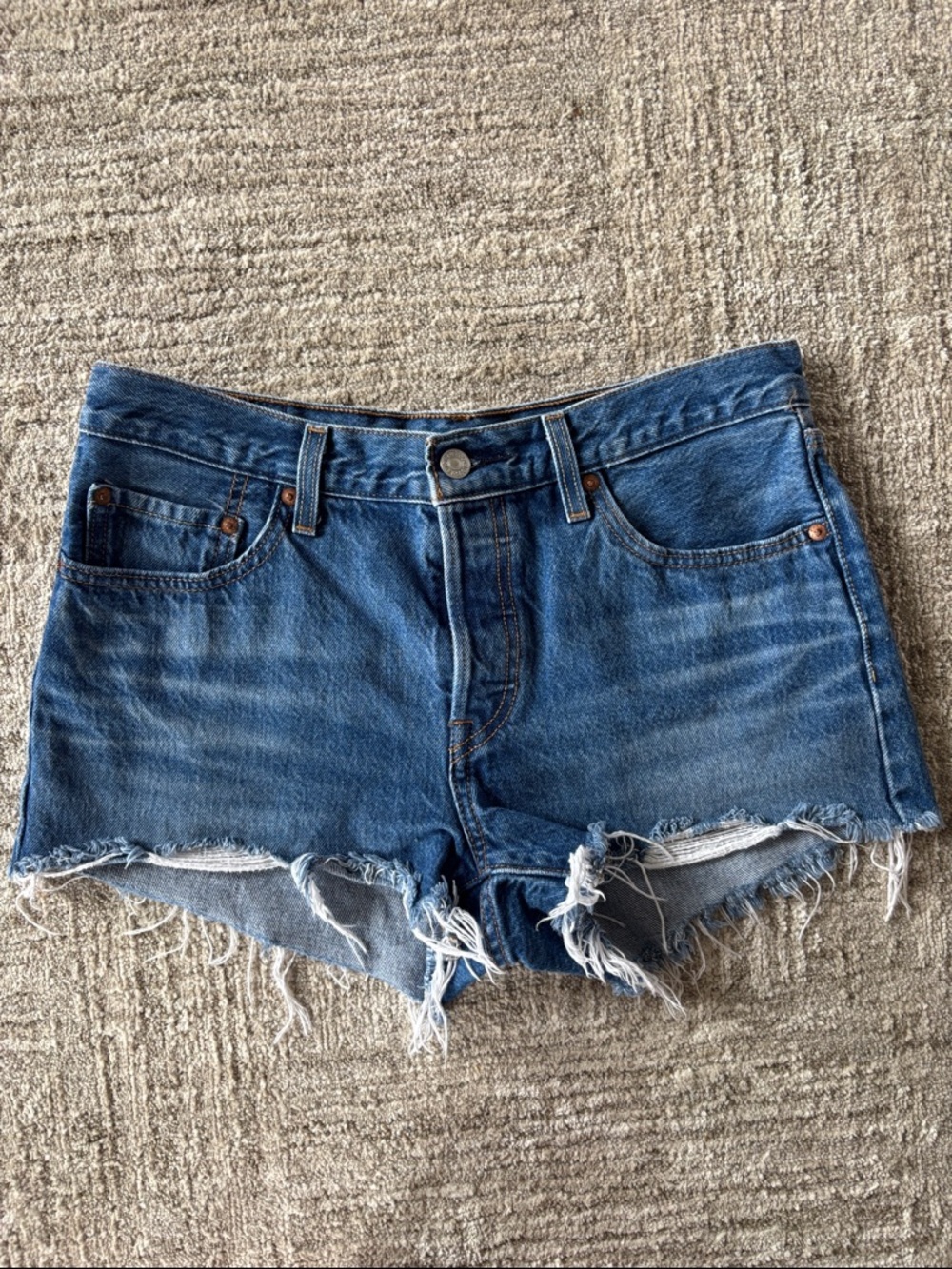 Levi's Blue Distressed Denim Cutoff Shorts